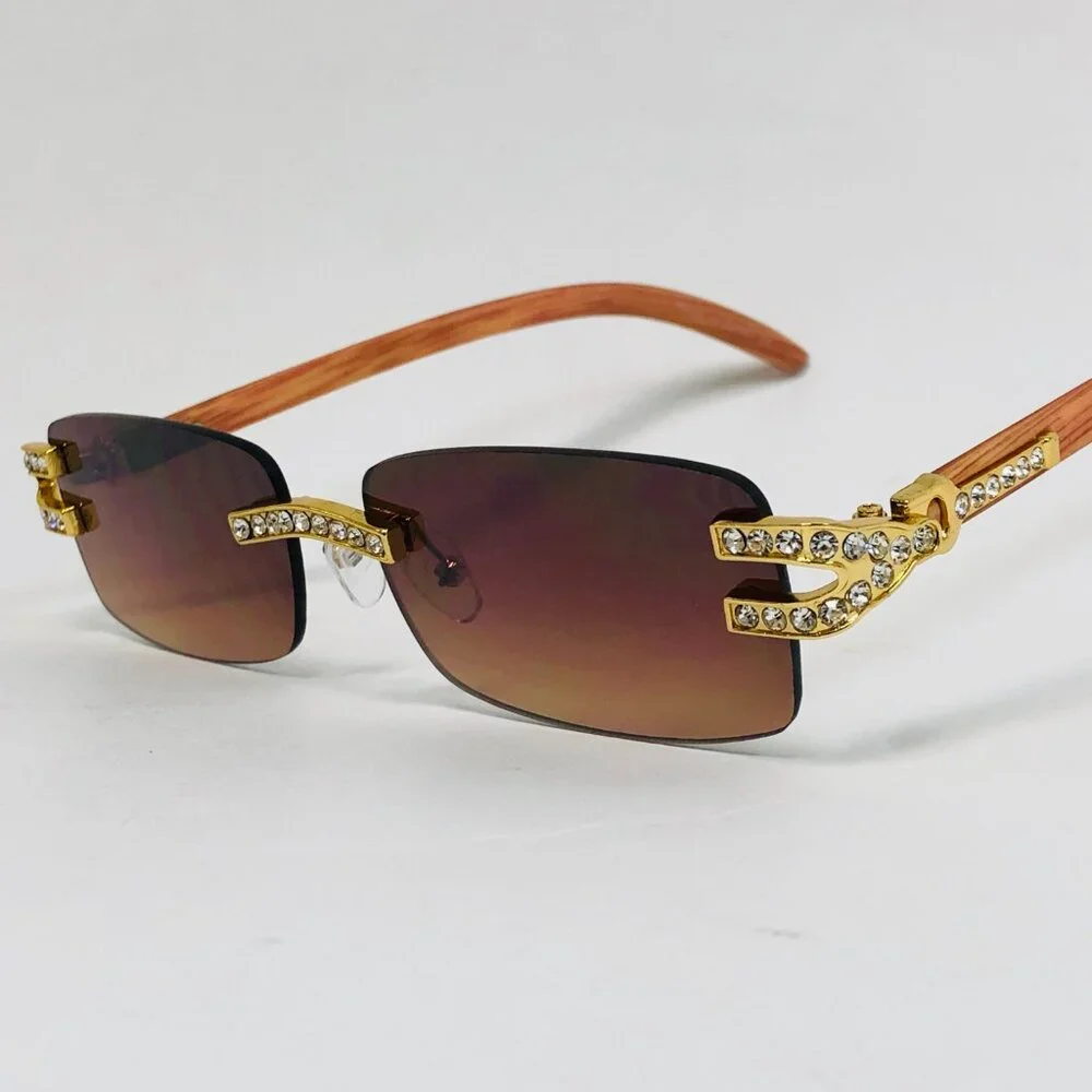 Men Sunglasses Square Brown Lens Elegant Classy Fancy Retro Vintage Lentes Gafas